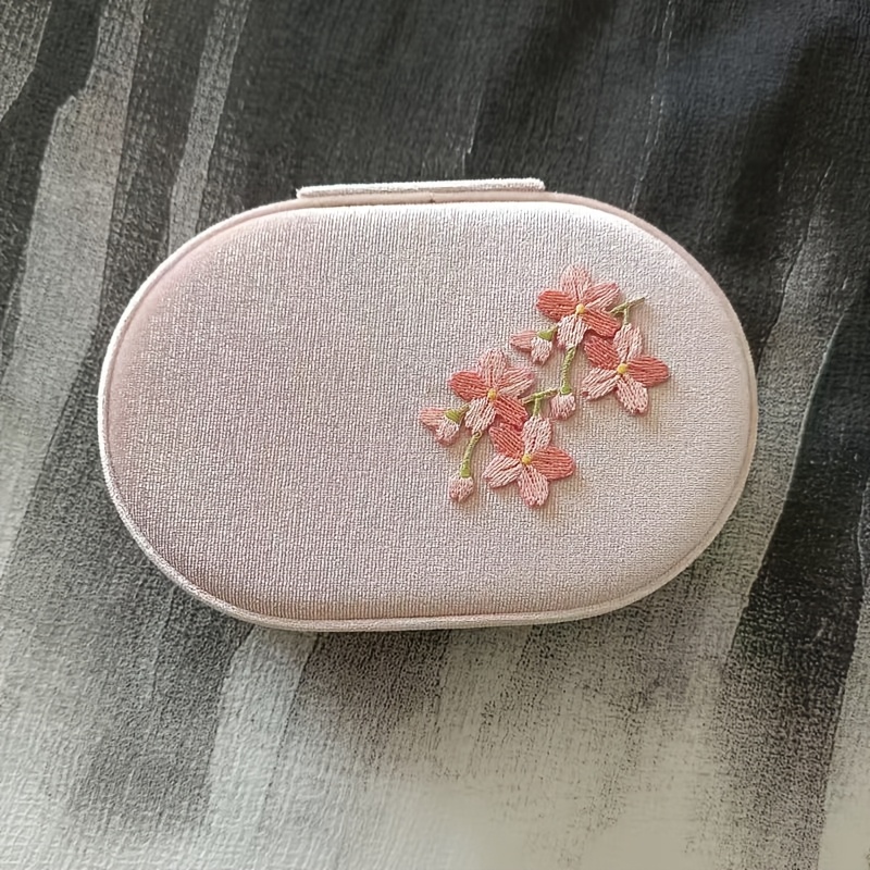 Luxury Cherry Blossom Embroidered Fabric Jewelry Box